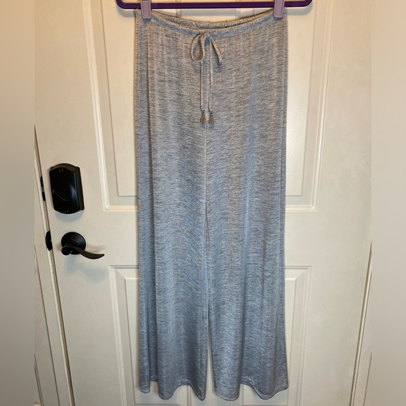 Victoria’s Secret S Gray Wide-Leg Sheer Drawstring Lounge Pants with Sparkle EUC - Picture 1 of 11